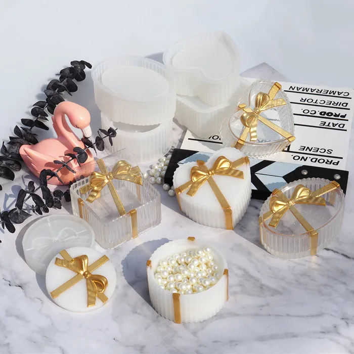 IntoResin Rings Bow Storage Box Round Oval Heart Square Resin Mold