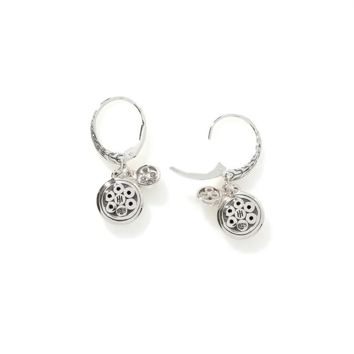 John Hardy Dot Sterling Silver Hammered Diamond Pave Dangle Earrings John Hardy Earrings John Hardy Dot Sterling Silver Hammered Diamond Pave Dangle Earrings John Hardy Earrings