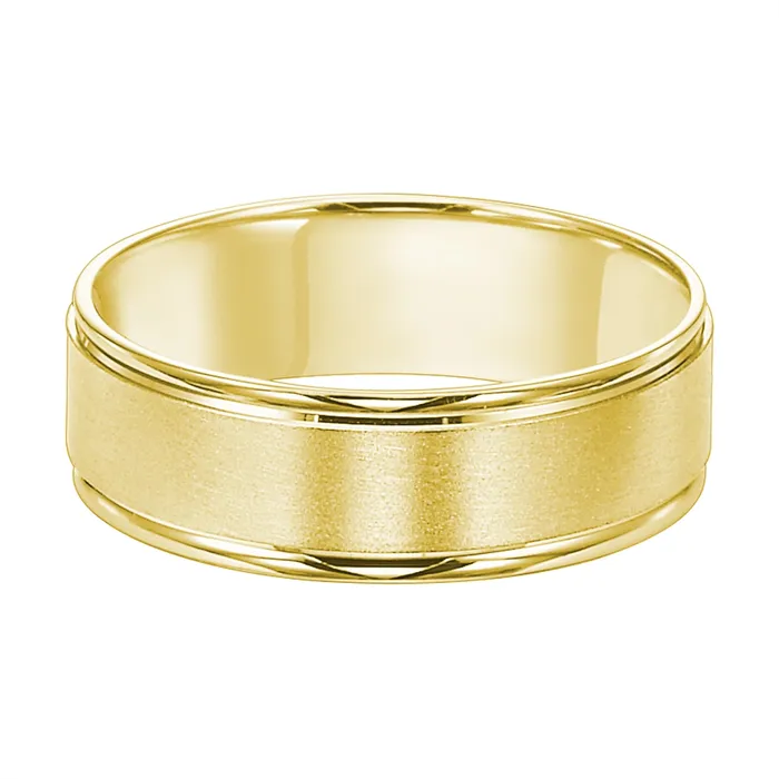 Mens Bands Rings 6mm 10K Yellow Gold Flat Round Edge Wedding Band