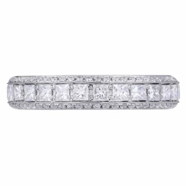 Natural Round Brilliant Princess Cut Diamond Wedding Band Set in 18K White Gold 110ct tw Diamond Source NYC Rings Natural Round Brilliant Princess Cut Diamond Wedding Band Set in 18K White Gold 110ct tw Diamond Source NYC Rings