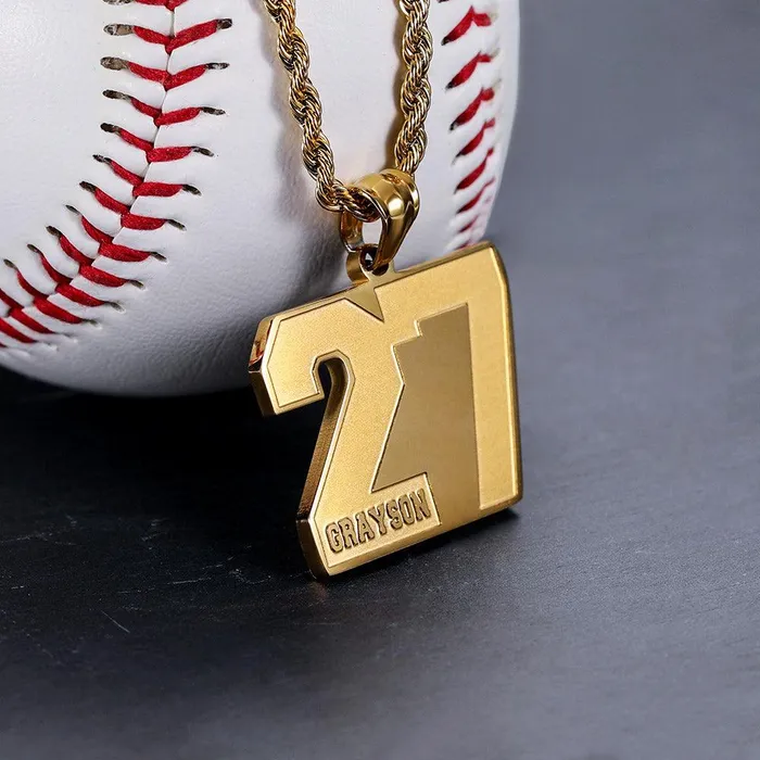Necklaces Belbren Personalized Sports Number Necklace Customizable Name Message Pendant for Basketball Baseball Team Sports Fans Necklaces Belbren Personalized Sports Number Necklace Customizable Name Message Pendant for Basketball Baseball Team Sports Fans