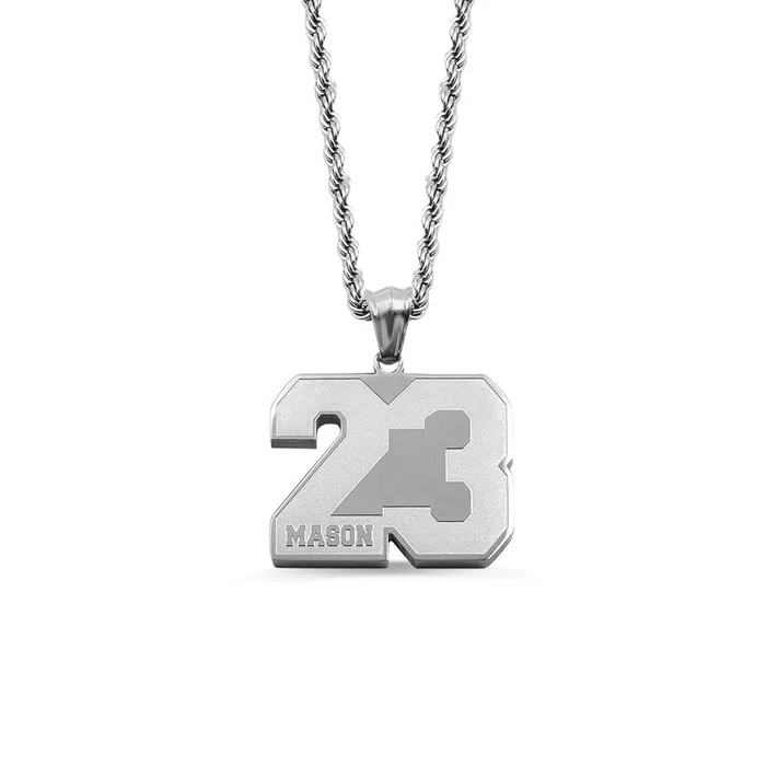 Necklaces Belbren Personalized Sports Number Necklace Customizable Name Message Pendant for Basketball Baseball Team Sports Fans