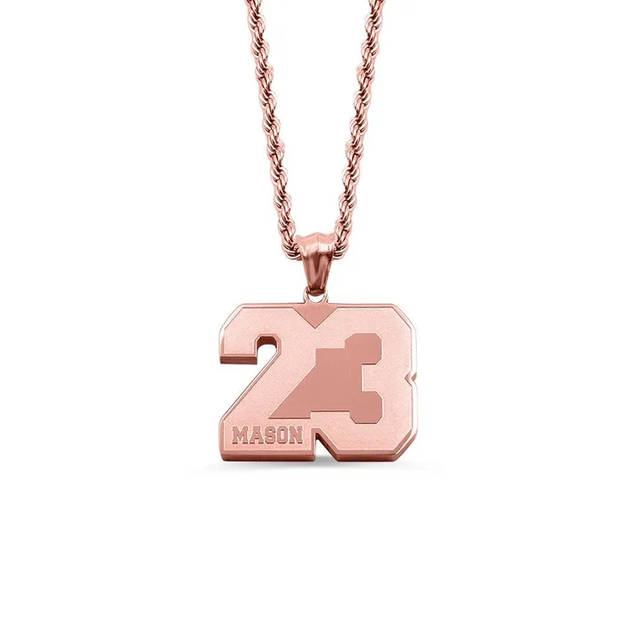 Necklaces Belbren Personalized Sports Number Necklace Customizable Name Message Pendant for Basketball Baseball Team Sports Fans