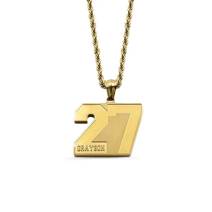 Necklaces Belbren Personalized Sports Number Necklace Customizable Name Message Pendant for Basketball Baseball Team Sports Fans