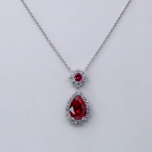 Necklaces Diamond Source NYC 14kt White Gold Hand Craft Ruby Pendant with 195ct of TDW PEN12500