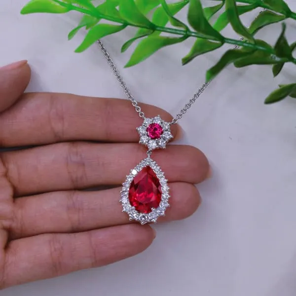 Necklaces Diamond Source NYC 14kt White Gold Hand Craft Ruby Pendant with 195ct of TDW PEN12500