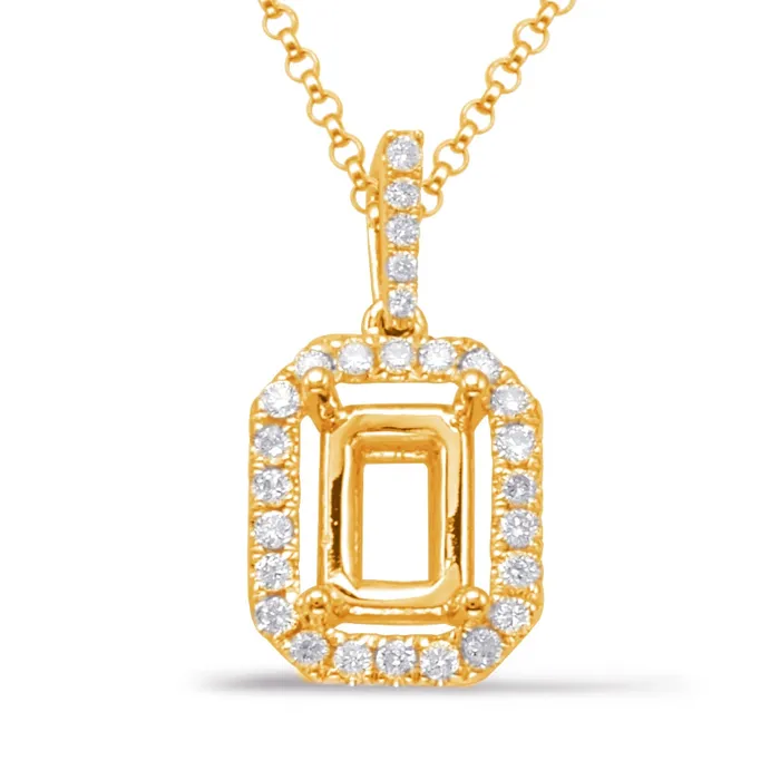 Necklaces Meierotto Jewelers 14K Yellow Gold Rectangle Diamond Halo Pendant Mount Necklaces Meierotto Jewelers 14K Yellow Gold Rectangle Diamond Halo Pendant Mount