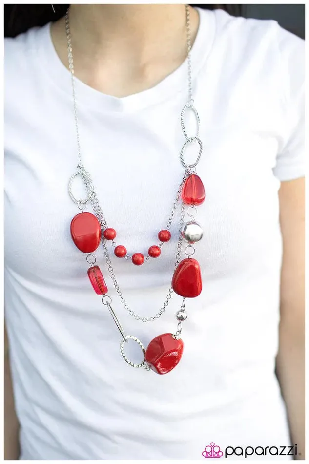 Necklaces Paparazzi Jewelry Paparazzi Necklace Easy On The Eyes Red