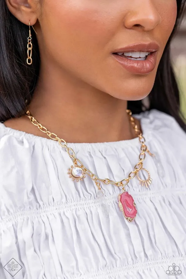 Necklaces Paparazzi Jewelry Paparazzi Necklace Geode Glam Pink