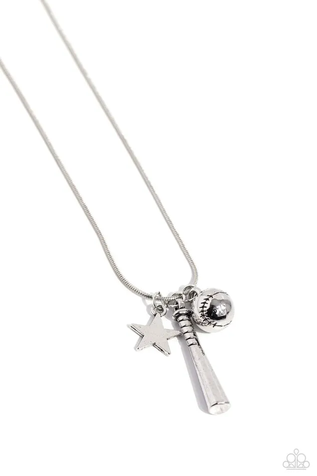 Necklaces Paparazzi Jewelry Paparazzi Necklace Hey Batter Batter Silver Necklaces Paparazzi Jewelry Paparazzi Necklace Hey Batter Batter Silver
