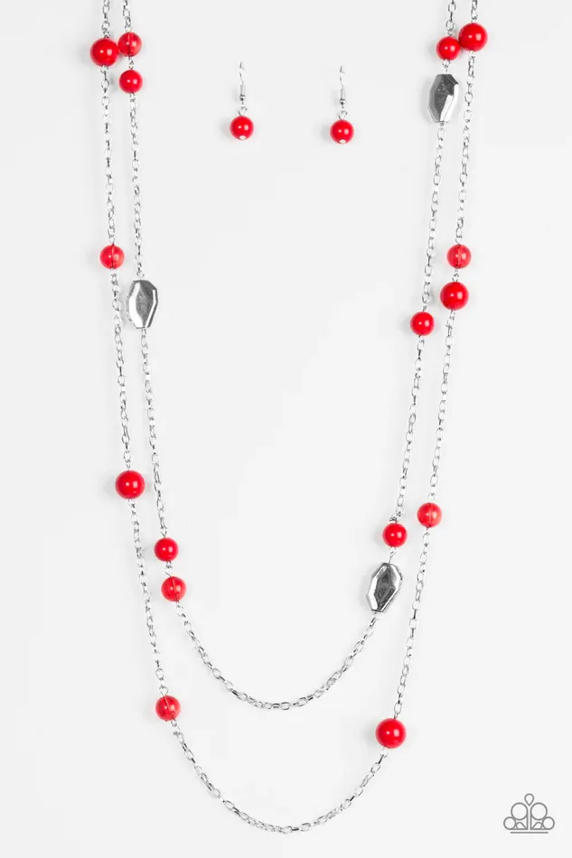 Necklaces Paparazzi Jewelry Paparazzi Necklace Hitting A GLOW Point Red