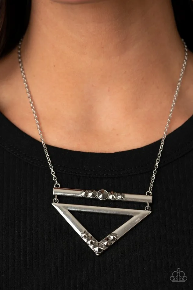 Necklaces Paparazzi Jewelry Paparazzi Necklace Triangulated Twinkle Silver