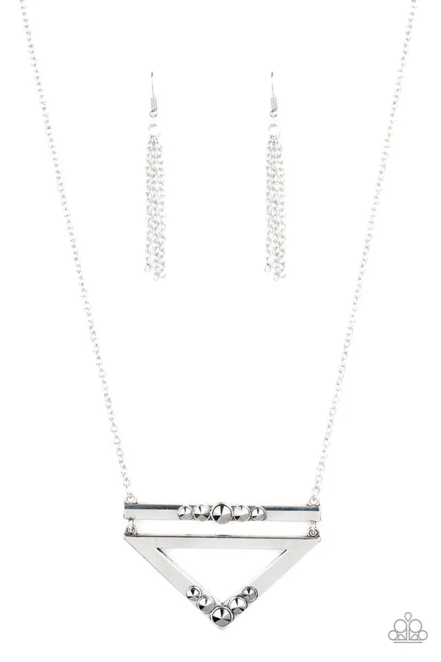 Necklaces Paparazzi Jewelry Paparazzi Necklace Triangulated Twinkle Silver Necklaces Paparazzi Jewelry Paparazzi Necklace Triangulated Twinkle Silver