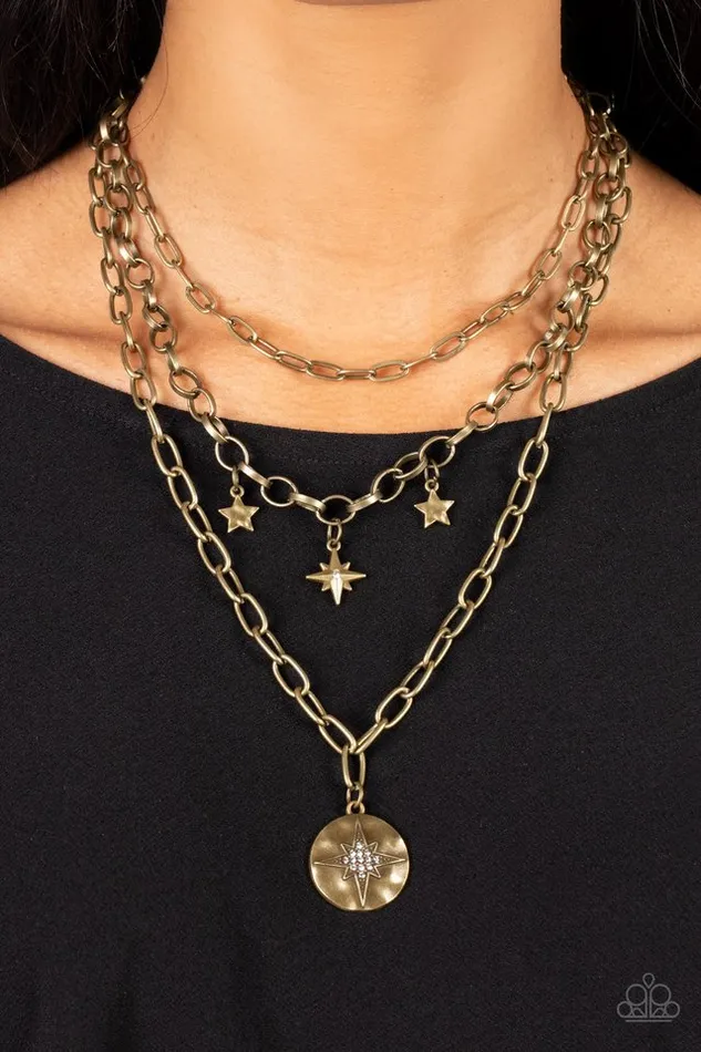 Necklaces Paparazzi Jewelry Paparazzi Necklace Under the Northern Lights Brass