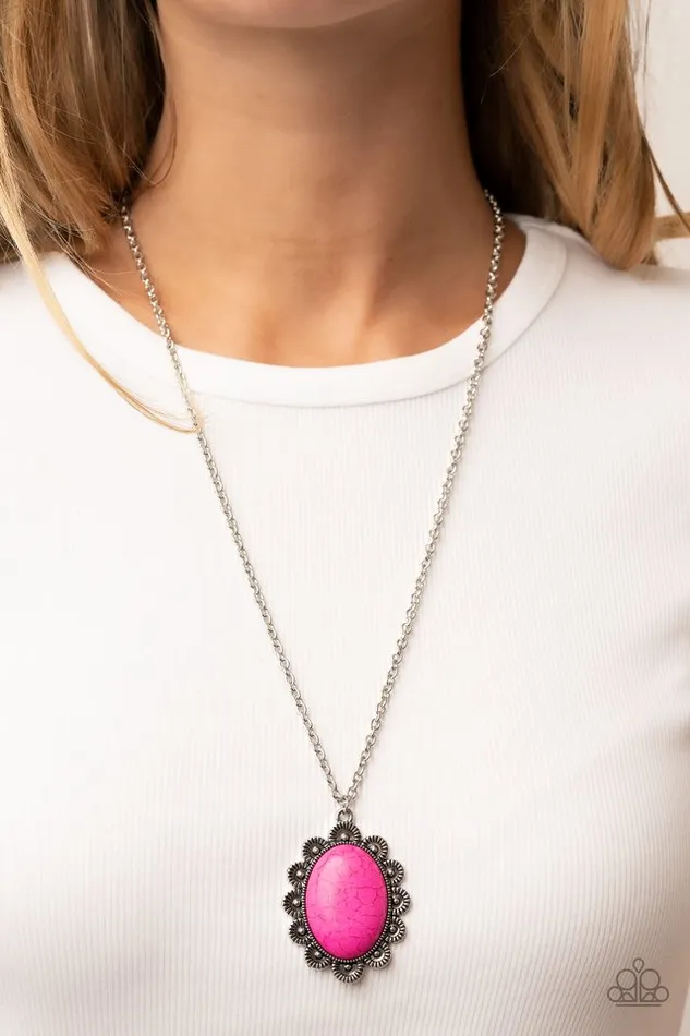 Necklaces Paparazzi Necklace Daisy Dotted Deserts Pink Paparazzi Jewelry