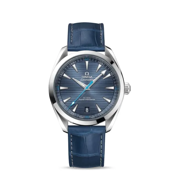 Omega Watches Omega Seamaster 41mm Watch Ref 22013412103002 Blue Index Dial Blue Leather Strap Omega Watches Omega Seamaster 41mm Watch Ref 22013412103002 Blue Index Dial Blue Leather Strap