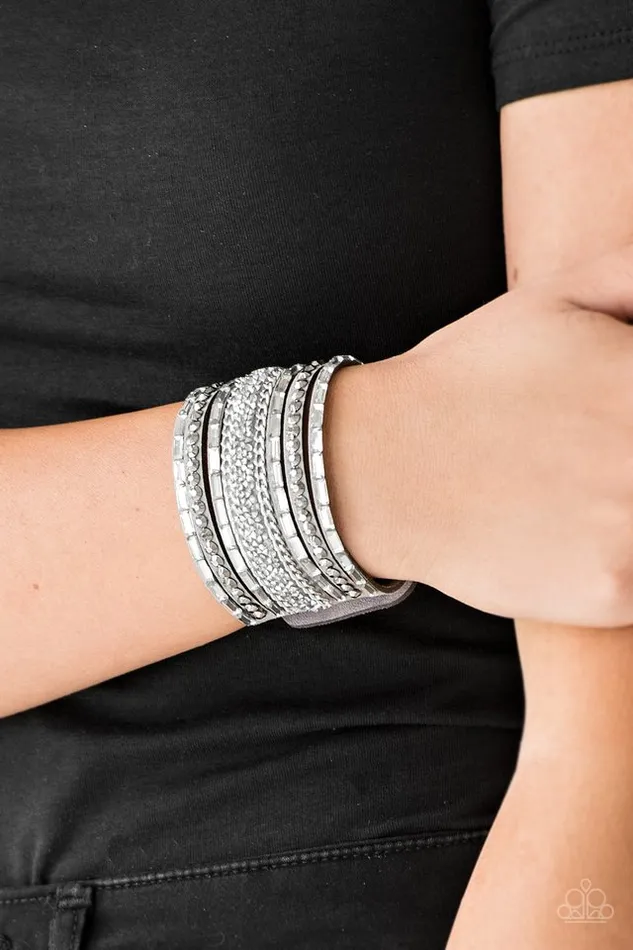 Paparazzi Bracelet Rhinestone Rumble Silver Paparazzi Jewelry Bracelets