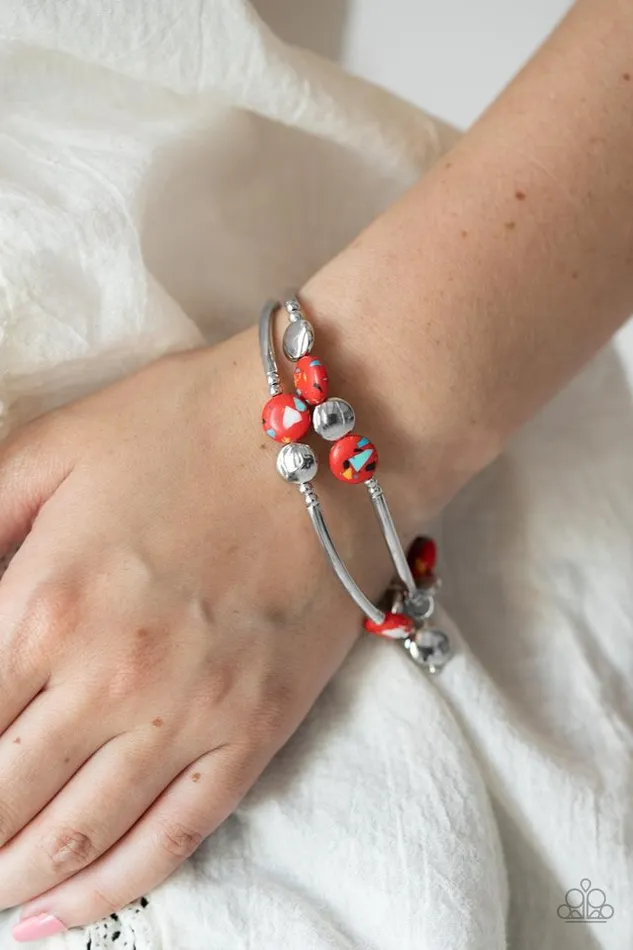 Paparazzi Bracelet Terrazzo Territory Red Paparazzi Jewelry Bracelets