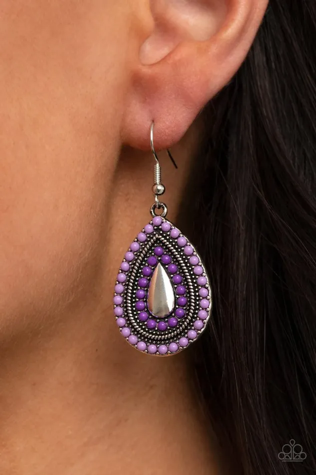 Paparazzi Earring Beaded Bonanza Purple Paparazzi Jewelry Earrings
