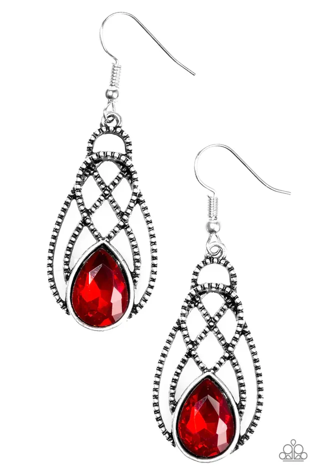 Paparazzi Earring Chic Contessa Red Paparazzi Jewelry Earrings