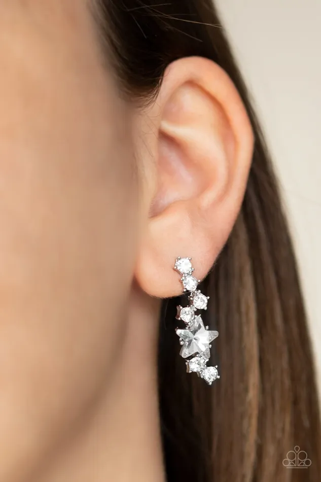 Paparazzi Earring Cosmic Combustion White Paparazzi Jewelry Earrings