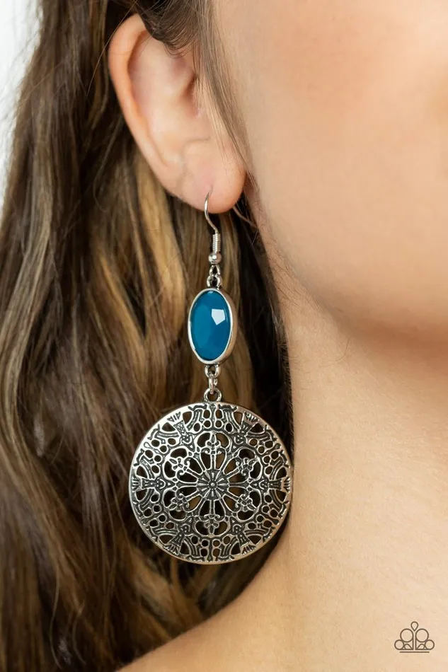 Paparazzi Earring Eloquently Eden Blue Paparazzi Jewelry Earrings