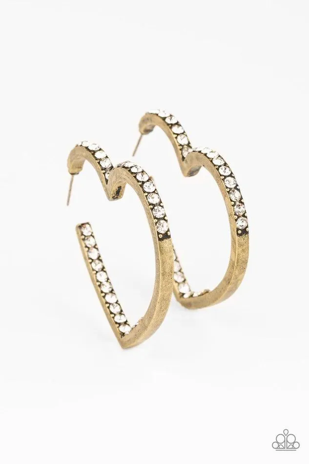 Paparazzi Earring Heartbreaker Brass Paparazzi Jewelry Earrings