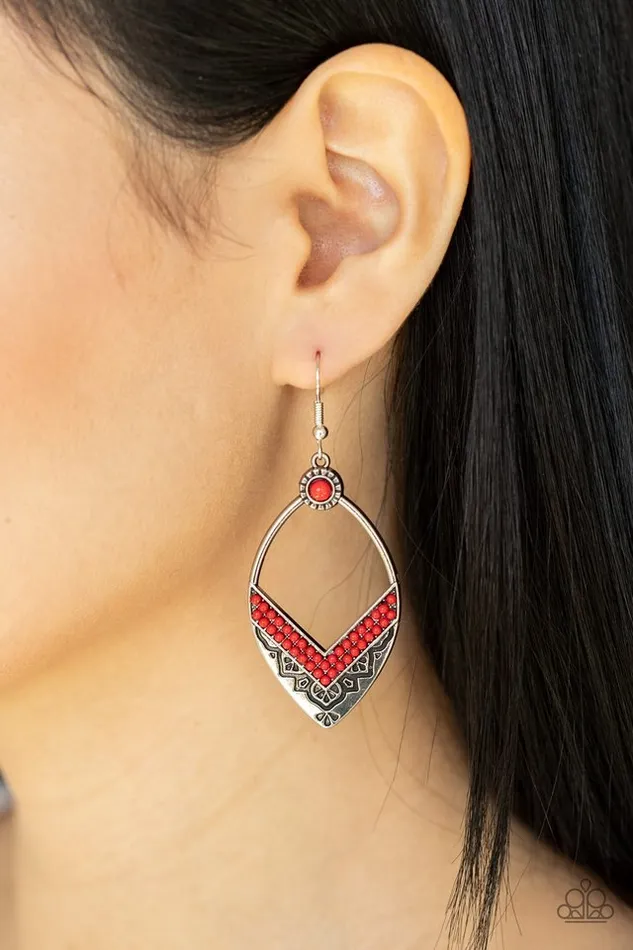 Paparazzi Earring Indigenous Intentions Red Paparazzi Jewelry Earrings
