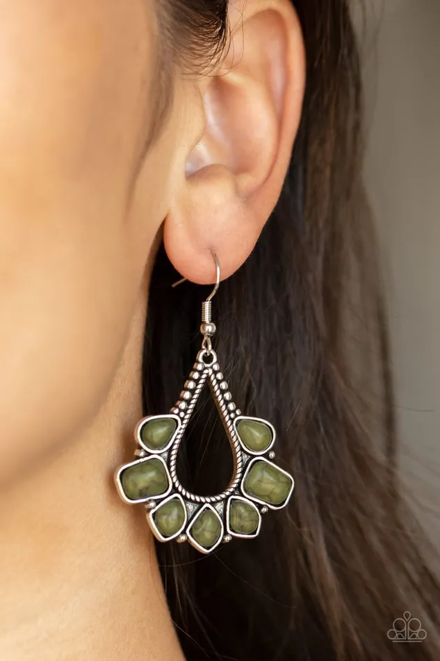 Paparazzi Earring Mesa Trek Green Paparazzi Jewelry Earrings