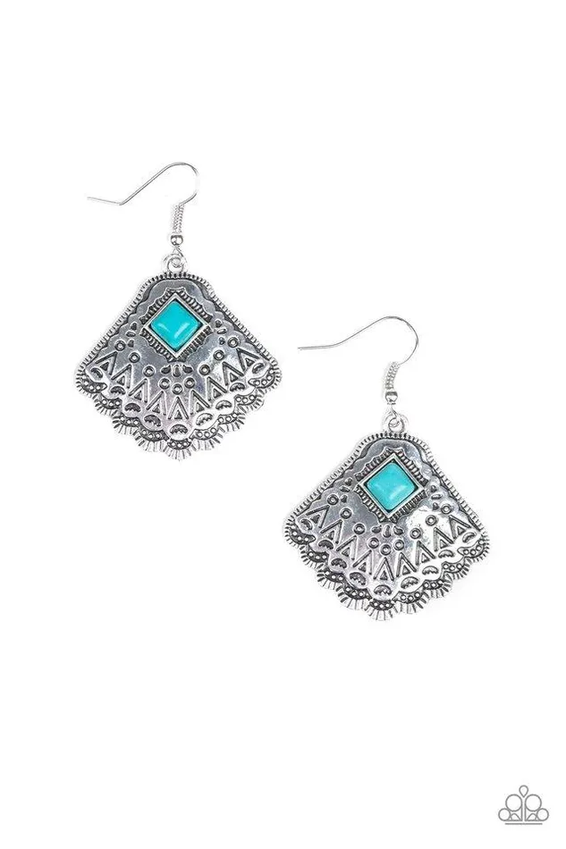 Paparazzi Earring Mountain Mesa Blue Paparazzi Jewelry Earrings
