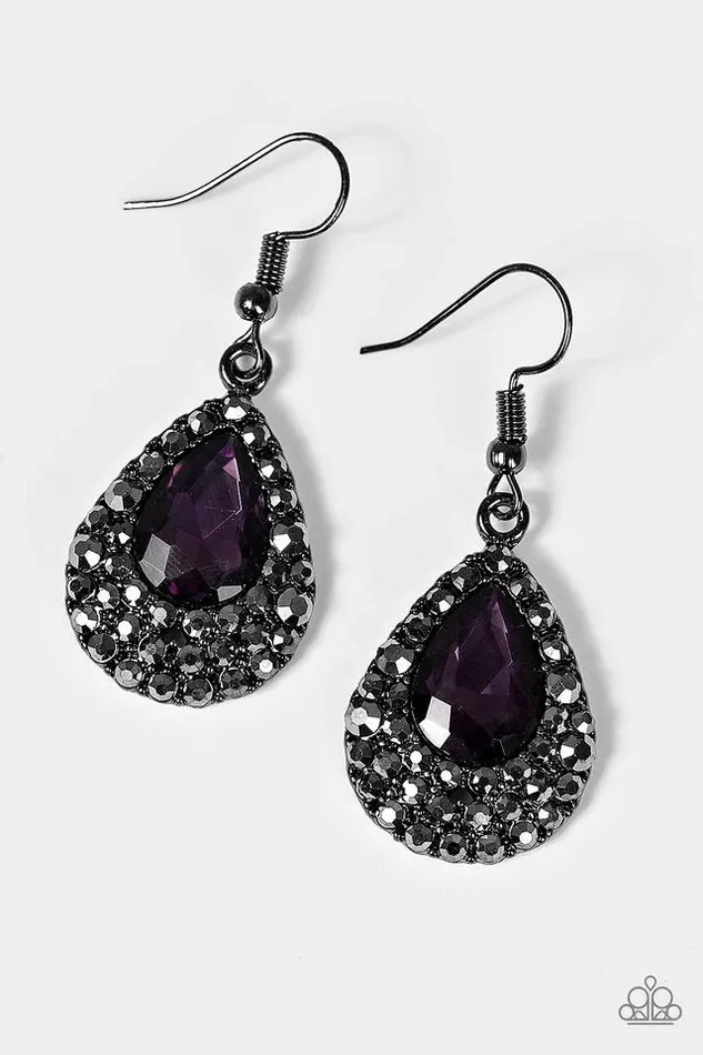 Paparazzi Earring Reel In The Glitter Purple Paparazzi Jewelry Earrings