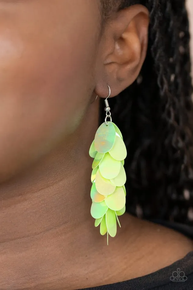 Paparazzi Earring Stellar In Sequins Green Paparazzi Jewelry Earrings