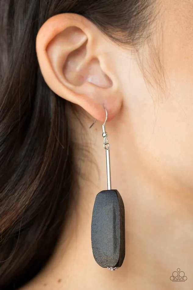 Paparazzi Earring Tamarack Trail Black Paparazzi Jewelry Earrings