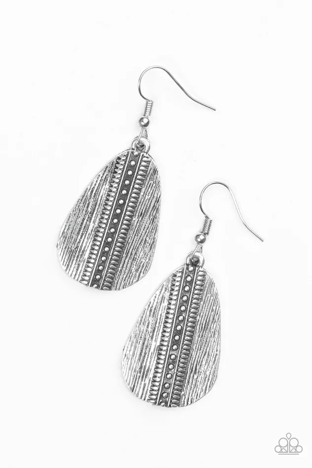 Paparazzi Jewelry Earrings Paparazzi Earring Double The Texture Silver