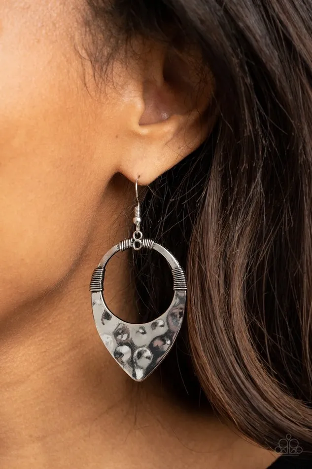 Paparazzi Jewelry Earrings Paparazzi Earring Instinctively Industrial Silver