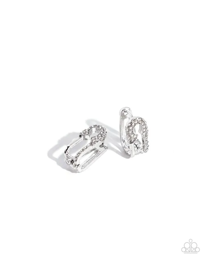 Paparazzi Jewelry Earrings Paparazzi Earring Safety Pin Secret White Paparazzi Jewelry Earrings Paparazzi Earring Safety Pin Secret White