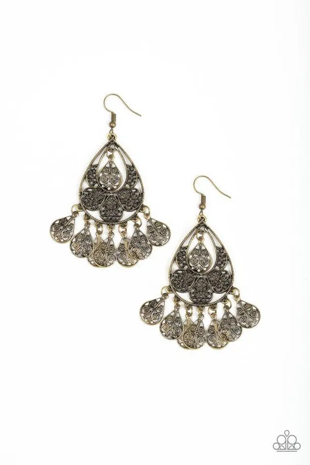 Paparazzi Jewelry Earrings Paparazzi Earring Teardrop Tempo Brass