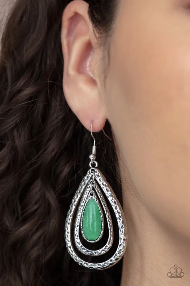 Paparazzi Jewelry Earrings Paparazzi Earring Teardrop Torrent Green