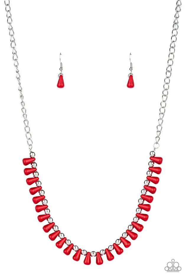 Paparazzi Jewelry Necklaces Paparazzi Necklace Extinct Species Red