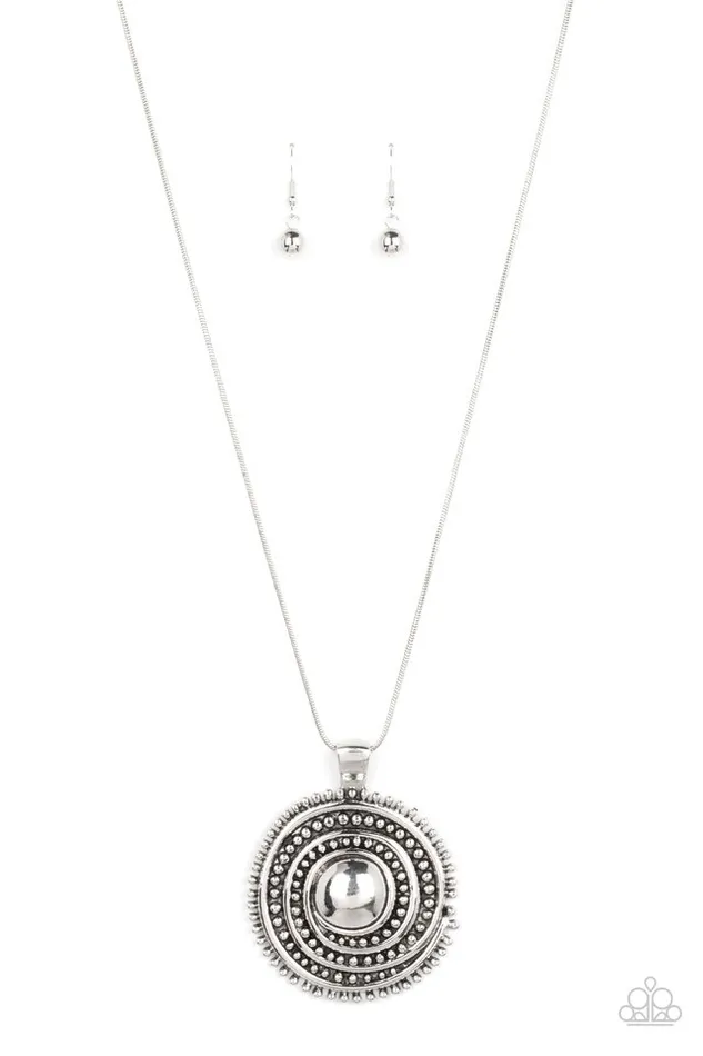 Paparazzi Jewelry Necklaces Paparazzi Necklace Solar Swirl Silver Paparazzi Jewelry Necklaces Paparazzi Necklace Solar Swirl Silver