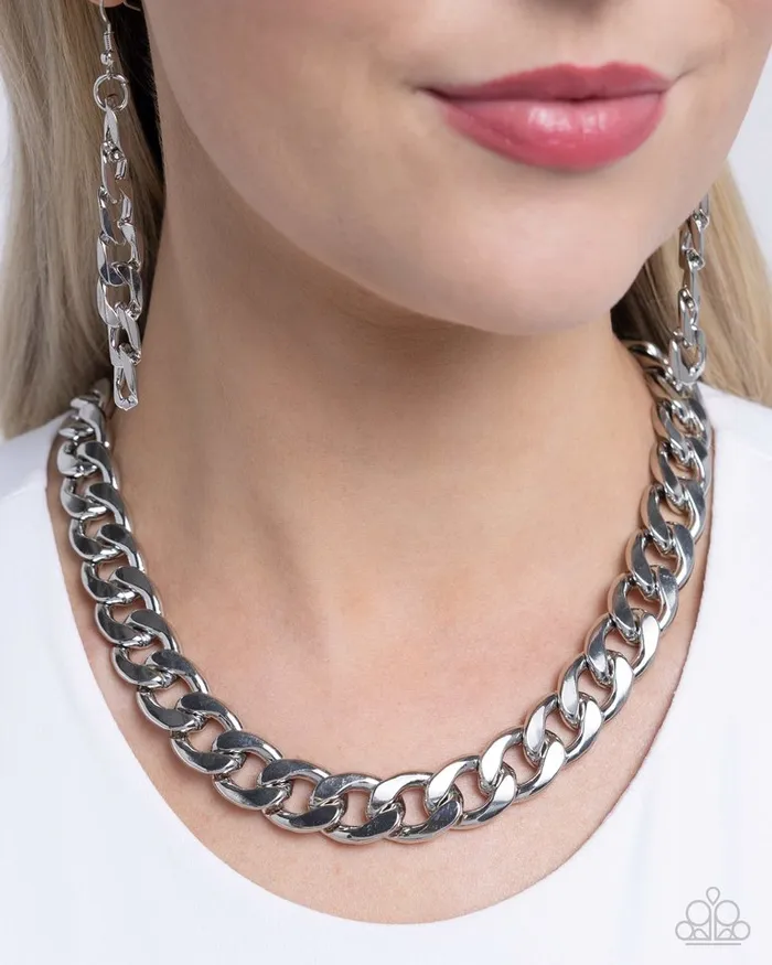 Paparazzi Necklace Action CURB Silver Paparazzi Jewelry Necklaces