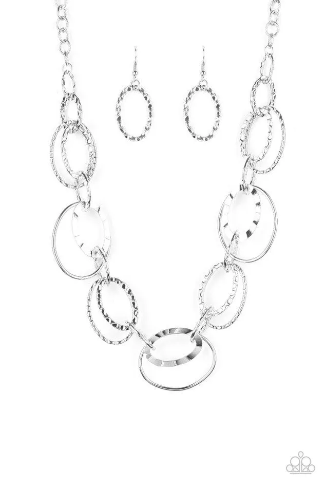 Paparazzi Necklace Bend OVAL Backwards Silver Paparazzi Jewelry Necklaces