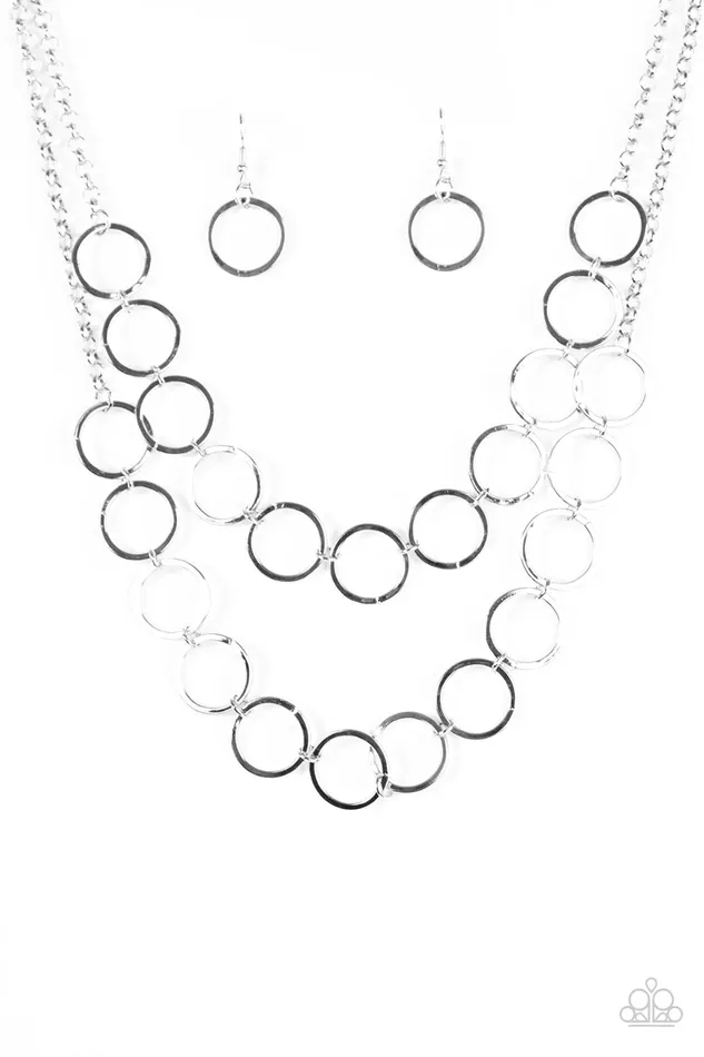 Paparazzi Necklace BLING The Alarm Silver Paparazzi Jewelry Necklaces