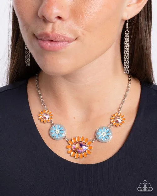 Paparazzi Necklace Floral Facade Orange Paparazzi Jewelry Necklaces