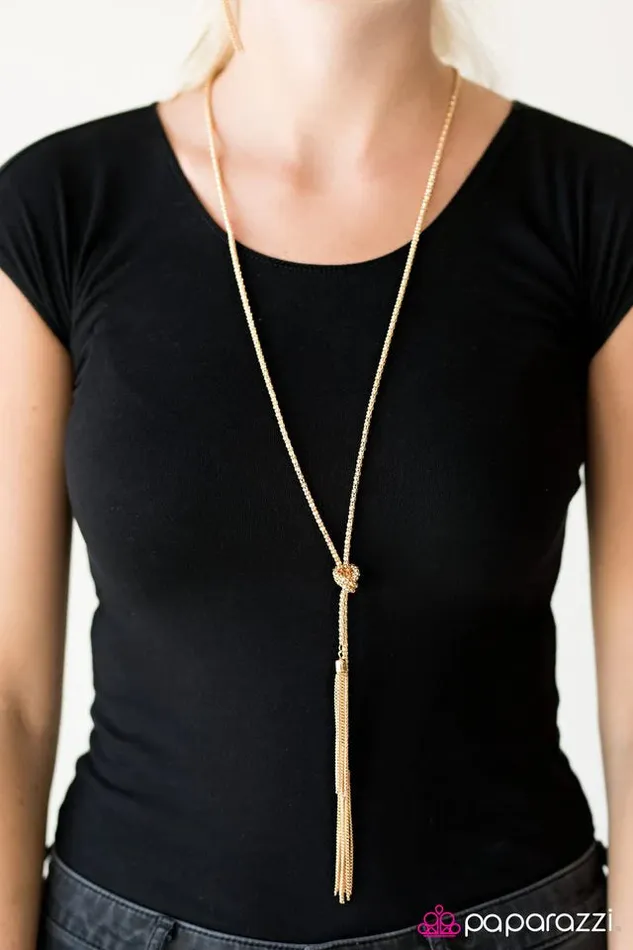 Paparazzi Necklace I Love You KNOT Gold Paparazzi Jewelry Necklaces