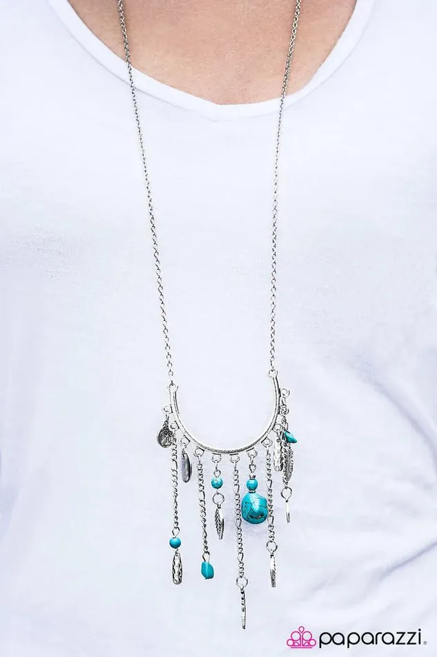 Paparazzi Necklace Lady Luck Blue Paparazzi Jewelry Necklaces