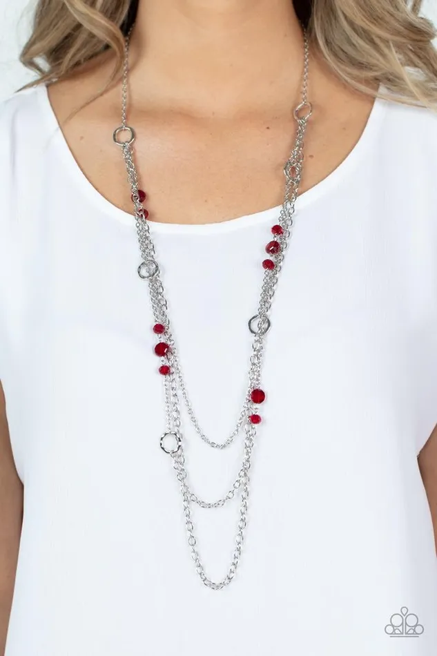 Paparazzi Necklace StarryEyed Eloquence Red Paparazzi Jewelry Necklaces