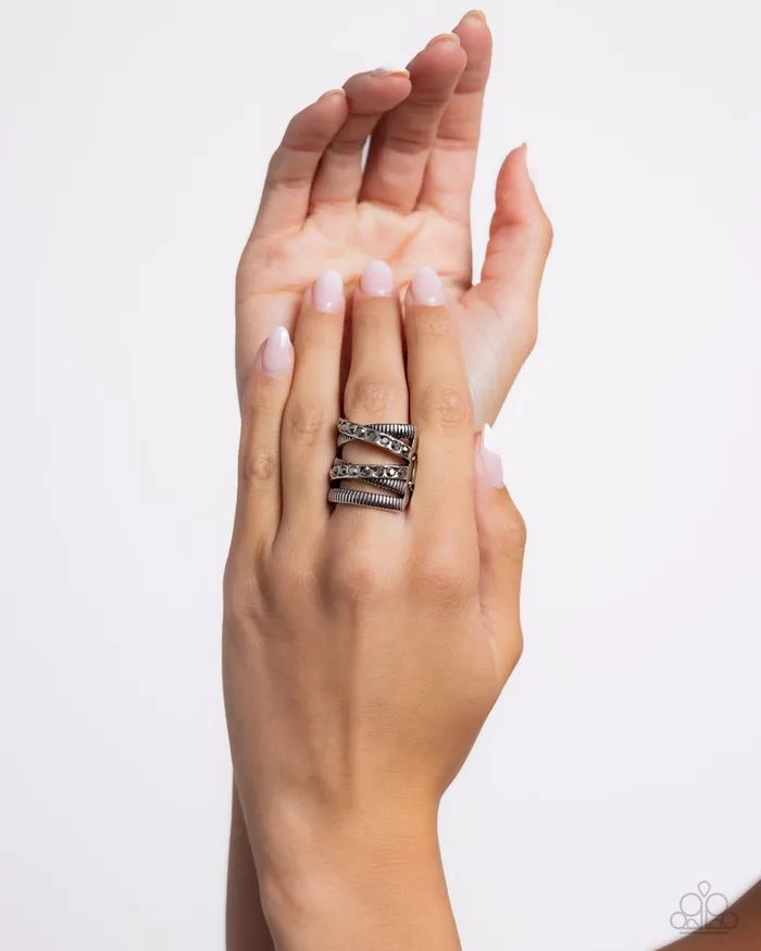 Paparazzi Ring Industrial Intersection Silver Paparazzi Jewelry Rings