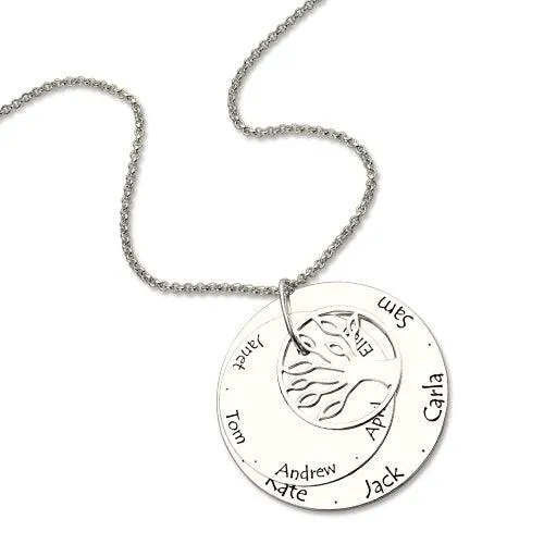 Personalized Family Tree Necklace with Two Discs Engraved Names 925 Sterling Silver Custom Mothers Jewelry Gift for Grandmothers Belbren Necklaces