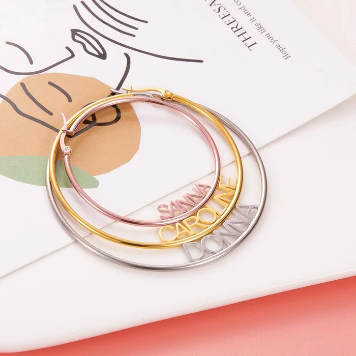 Personalized Name Hoop Earrings Belbren Earrings